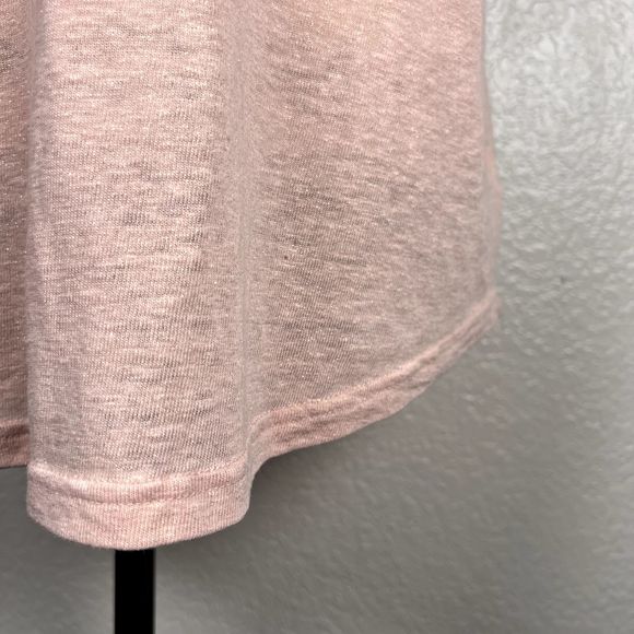 Gap Sz M Tall Linen Tee Short Sleeve T-Shirt Semi-Sheer Chalk Pink Sparkle - Picture 4 of 10